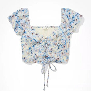 {American eagle} cropped corset floral top
